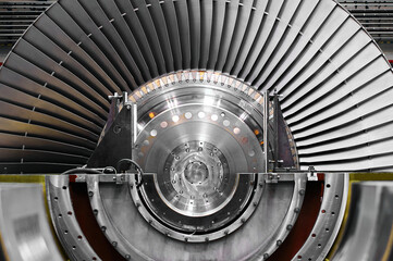 A powerful steam turbine rotor is installed in the lodgment of the steam turbine base.