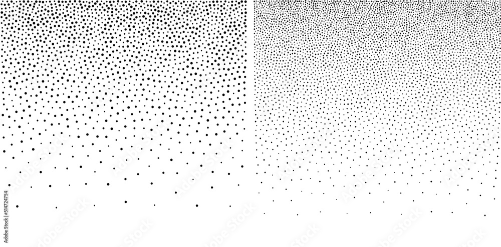 Wall mural halftone circle dots gradient backgrounds set. random dots texture. vector illustration