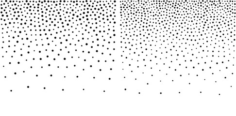 Halftone circle dots gradient backgrounds set. Random dots texture. Vector illustration