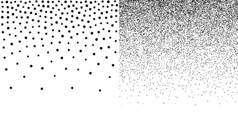Halftone circle dots gradient backgrounds set. Random dots texture. Vector illustration