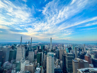 Fototapeta premium New York City skyscrapers at sunset, NYC, USA
