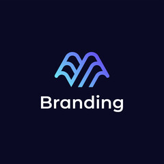 Initial Letter M 3D gradient colorful Logo, Initial Letter Logo For Your Company Name, Alphabet Logo Template Ready For Use, Modern Initial Logo
