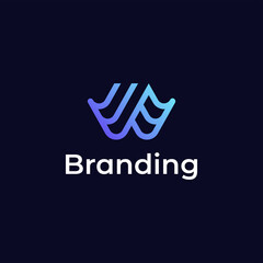 Initial Letter W 3D gradient colorful Logo, Initial Letter Logo For Your Company Name, Alphabet Logo Template Ready For Use, Modern Initial Logo
