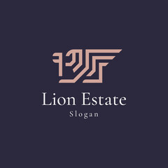 Luxury Royal Lion King with the key line logo design