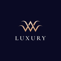 Elegant line curve vector logotype. Premium letter W logo design. Luxury linear creative monogram.

