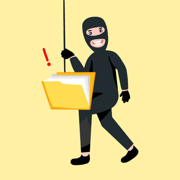 thief stealing yellow folder clip art preview