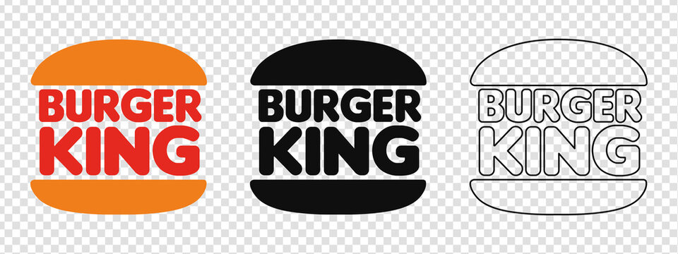 Burger King logos. A chain of fast food restaurants. Sale of hamburgers.  Vector. VINNYTSIA, UKRAINE - JUNE 18, 2022 Stock Vector | Adobe Stock
