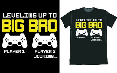 Leveling Up to Big Bro Game Console T Shirt Design - obrazy, fototapety, plakaty