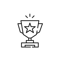 Winner shining trophy cup with a star on it. Pixel perfect, editable stroke line icon