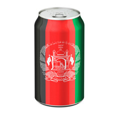 Afghan flag painted on the drink metallic can. 3D rendering