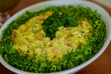 buffet and banana farofa salad 