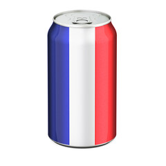 French flag painted on the drink metallic can. 3D rendering