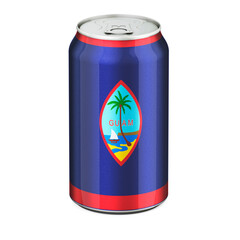 Guamanian flag painted on the drink metallic can. 3D rendering