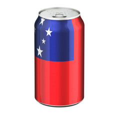 Samoan flag painted on the drink metallic can. 3D rendering
