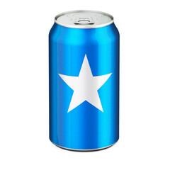Somali flag painted on the drink metallic can. 3D rendering