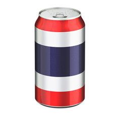 Fototapeta premium Thai flag painted on the drink metallic can. 3D rendering