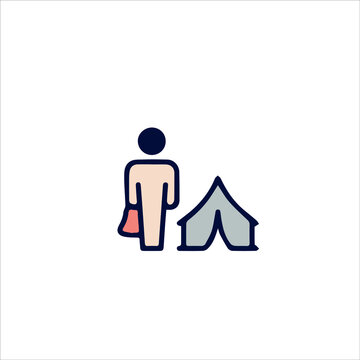 Displaced Persons Camp Icon Design Stock Illustration On White Background