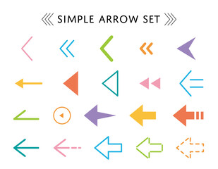 シンプルな矢印のセット　カラフル　イラスト　素材