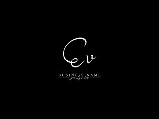 Minimalist EV Signature Logo Image, Signature Ev ve Logo Letter Vector Art With Black Color Signature Letter Icon