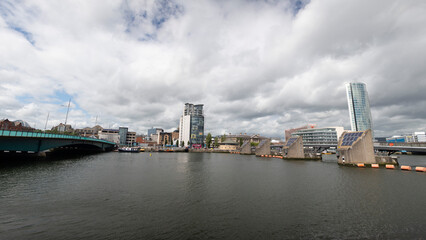 Fototapeta na wymiar Queensland harbor Panorama, Belfast, UK _ titanicbelfat 
