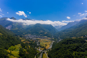 Pyrenees mountains. a small village situated on slopes of the pyrenees mountains in Andorra. 