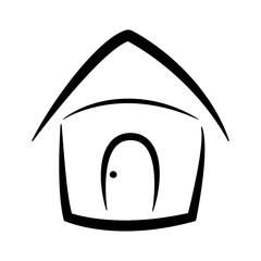 Hand Drawing House Vector Outline Icon Illustration Image