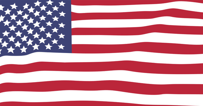 United States of America Vector Cartoon Background Design - Waving national symbol celebrating fourth of July 