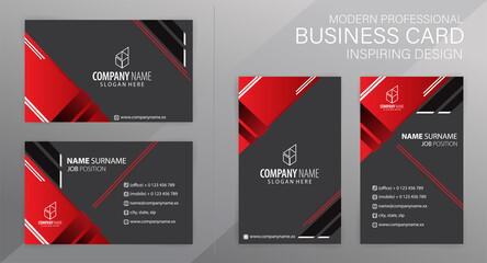 Set of red and black Modern Corporate Business Card Design Templates, vector eps 10
