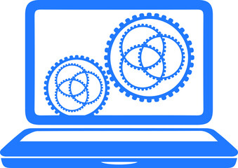 Laptop and gear icon, technology icon vector