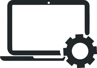 Laptop and gear icon, computer icon. vector