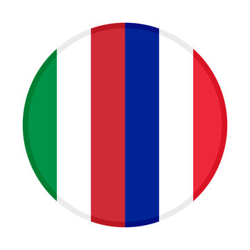 circle icon of italian and french flags. vector illustration isolated white background