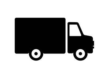 Truck icon. Icon of cargo transportation, delivery, travel. Design element for mobile applications, web icons, road signs, logo. Isolated vector illustration