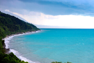 Storm clouds over the sea rain and thunder