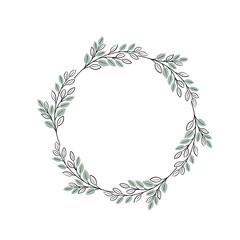 Floral hand drawn wreath with flowers, leaves and quote about nature.