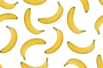 Fototapeta na wymiar Yellow banana pattern. Banana fruit seamless pattern.