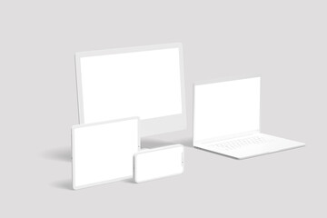 Multi device website clay mockup blank 