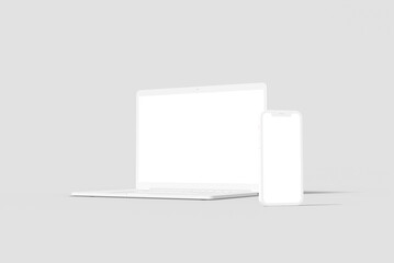 Clay mobile and laptop mockup blank 