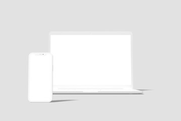 Clay Mobile and Laptop Mockup blank 