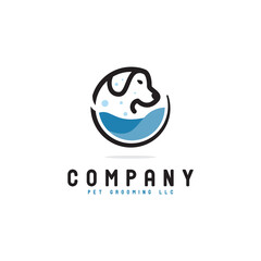 creative simple dog logo design, pet grooming logo concept modern vector template icon