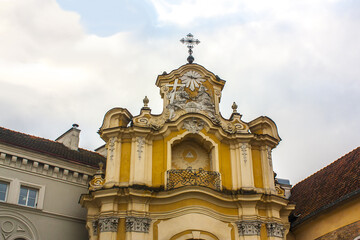 Fototapeta na wymiar Baroque brama of Basilian Greek Catholic monastery from the Auschros Vartu street in Vilnius, Lithuania