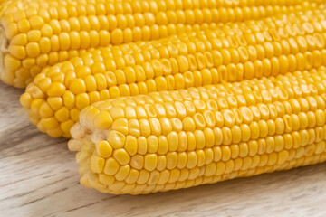fresh yellow corn close-up with large and juicy grains