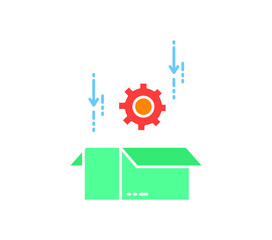 Downloading and storage in internet concept. Download sitting icon.