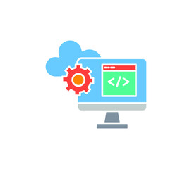 computer cloud services icon isolated white background