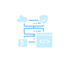 server service with cloud ,media and protection icon.