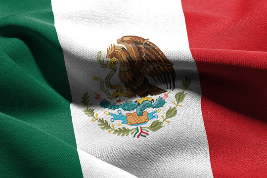 3D illustration closeup flag of Mexico