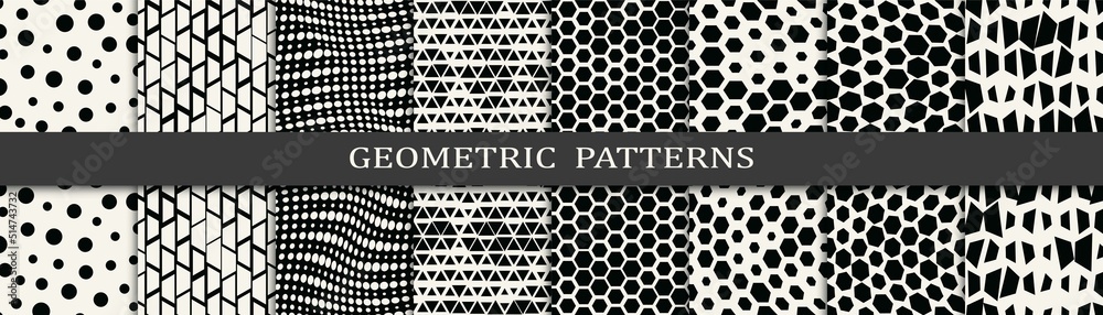 Wall mural set of geometric seamless patterns. abstract geometric graphic design simple pattern. seamless geome
