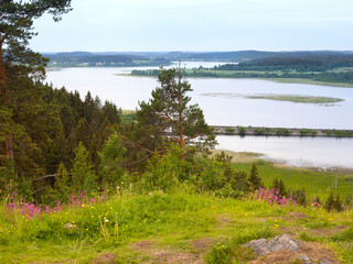 View of river and woods in Karelia