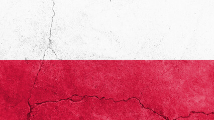Poland flag. Poland flag on cracked cement wall