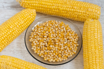 plate full of corn kernels in the center of the cob close-up