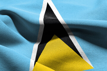 3D illustration closeup flag of Saint Lucia